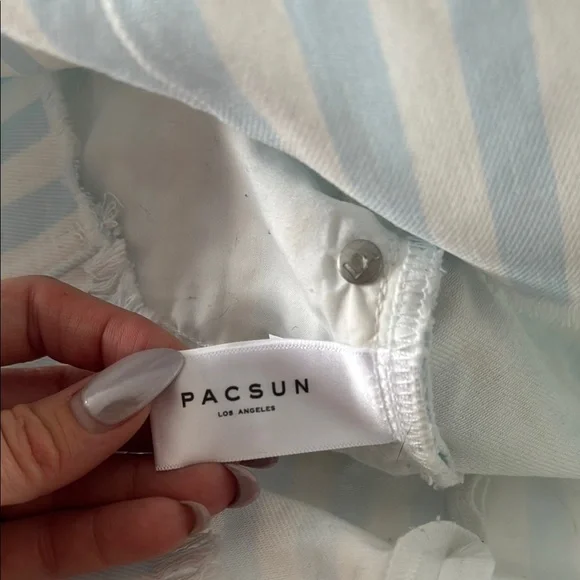 Pacsun Striped Blue and White Denim Mini Skirt - Picture 7 of 11
